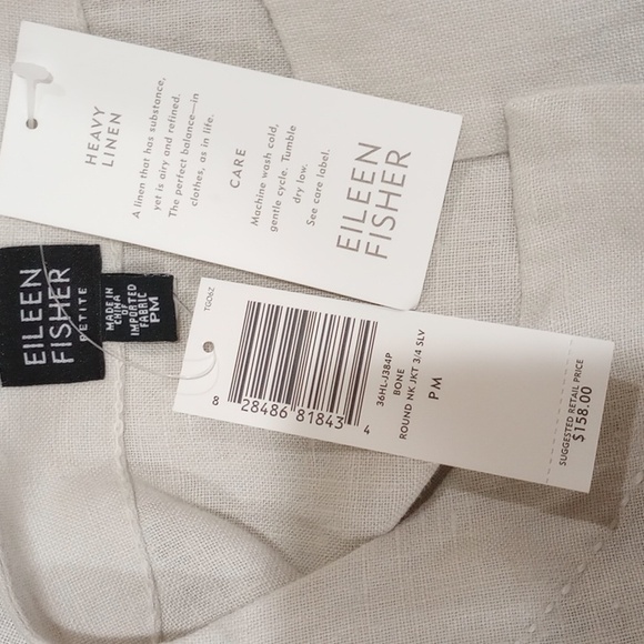 NEW! Eileen Fisher Round Neck Button Front Irish Linen Jacket - PM - $158 - Picture 7 of 8